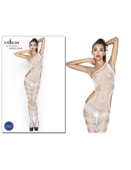 Biely zodpovedajúci bodystocking Passion - 2