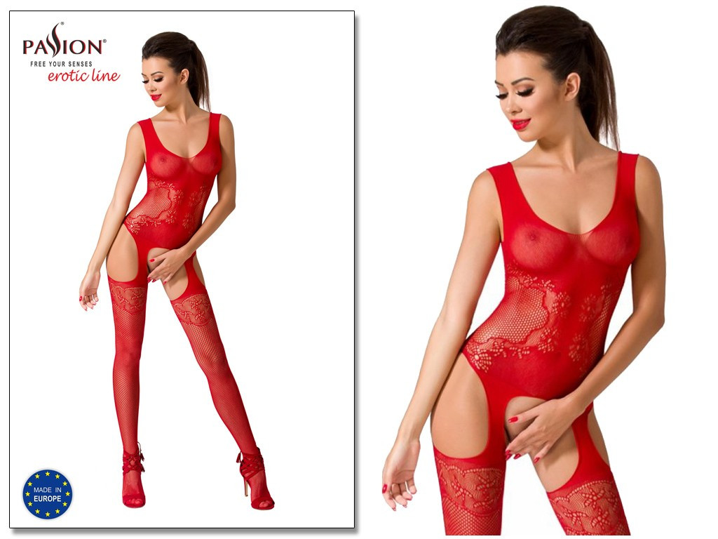 Czerwony bodystocking otwarty krok - 2