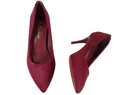 Low suede cherry-coloured pins - 2
