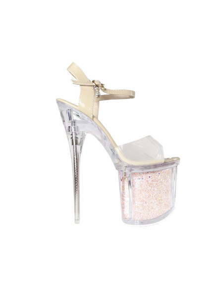 OUTLET Beige glass platform stilettos - 1