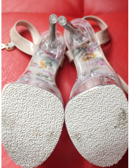 OUTLET Beige glass platform stilettos - 3