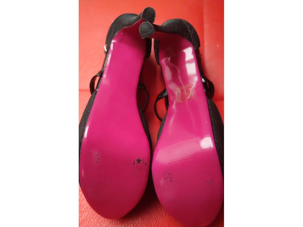 Outlet Sandale negre cu tocuri stiletto și platformă cu curea - 3