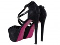 Outlet Black stiletto heels platform sandals with strap - 2