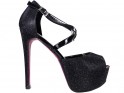 Outlet Black stiletto heels platform sandals with strap - 1