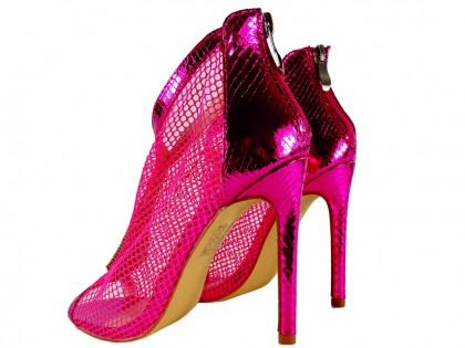 Pink mesh stiletto boots for women - 2