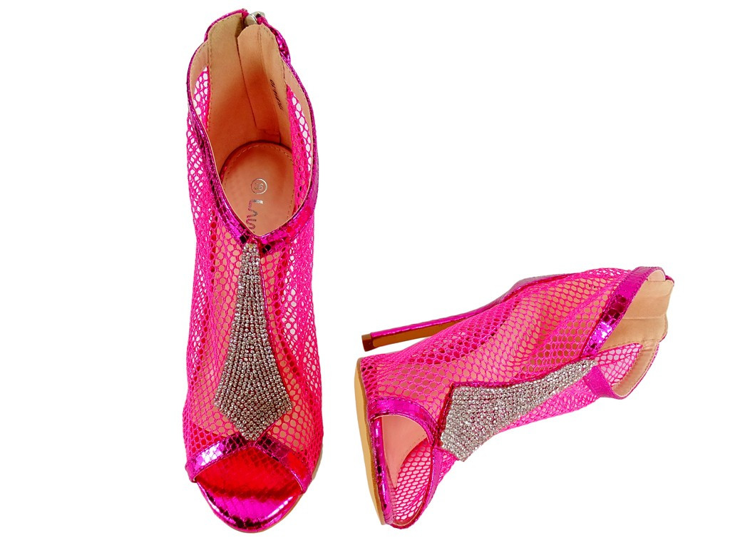 Rozā sieta stiletto zābaki sievietēm - 3