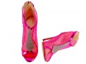 Rožiniai tinkliniai stiletto batai moterims - 3