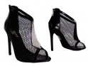 Women's black mesh stiletto boots - 3