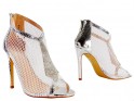 Moteriški sidabriniai tinkliniai stiletto batai - 3