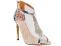 Moteriški sidabriniai tinkliniai stiletto batai - 1