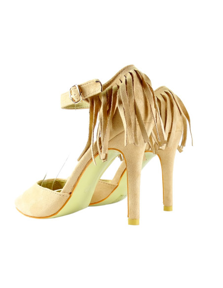 Beige stilettos with tassels and ankle strap - 2