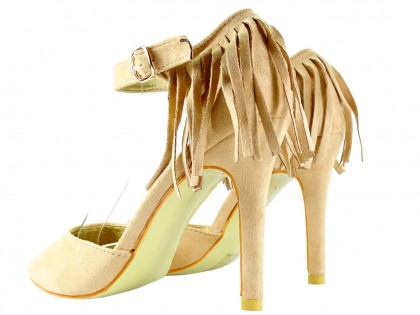 Beige stilettos with tassels and ankle strap - 2
