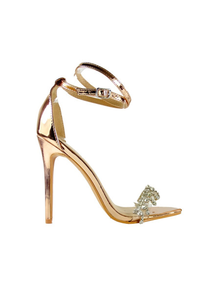 Women's gold mirrored stiletto sandals - 1