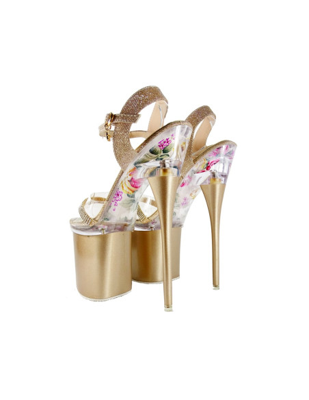 Goldfarbene Plateau-Stilettos transparent - 2