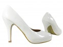 Dámske biele vysoké podpätky na platforme svadobných topánok - 4