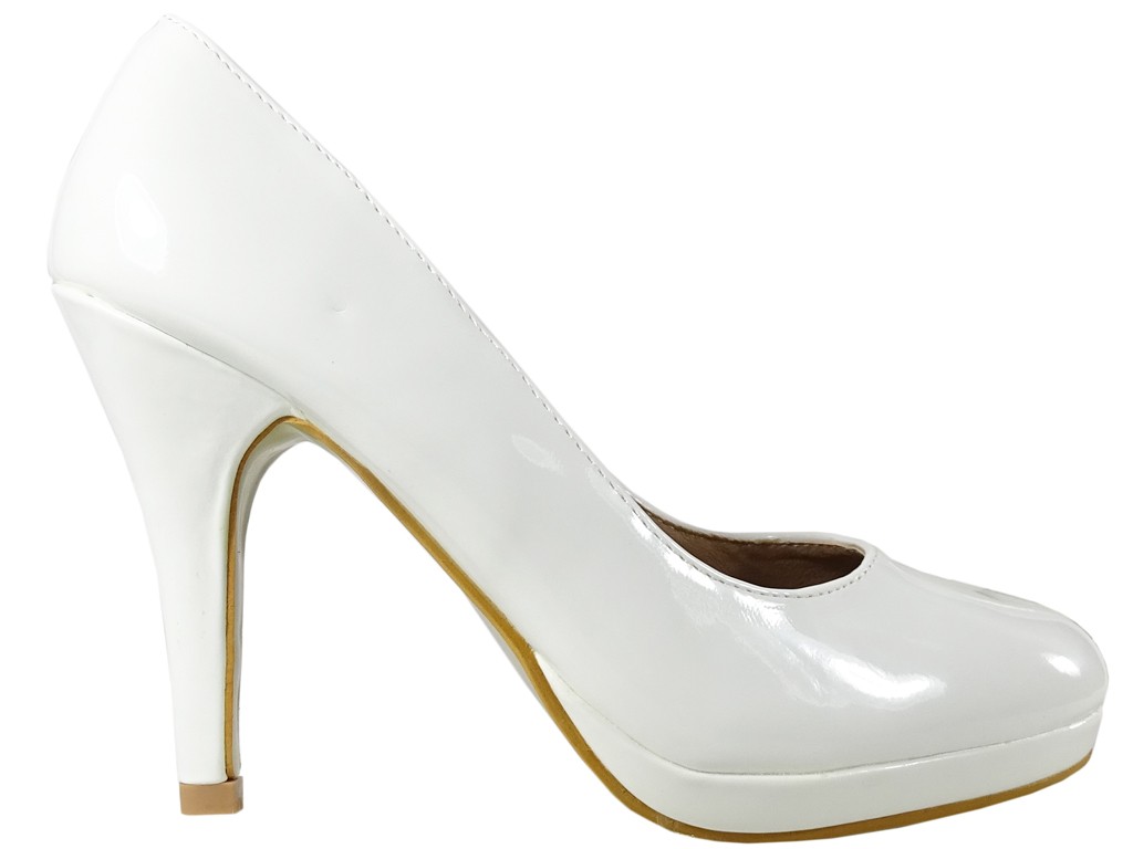 Dámske biele vysoké podpätky na platforme svadobných topánok - 1