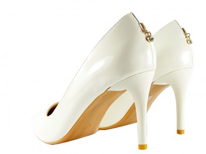 Biele čerpadlá dámske svadobné topánky - 2