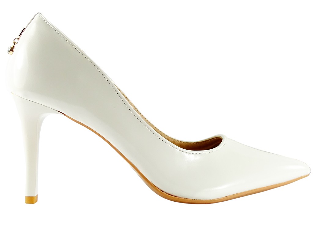 Biele čerpadlá dámske svadobné topánky - 1