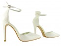 Pantofi stiletto de damă albi cu curea la gleznă din piele ecologică - 4