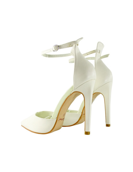 Stilettos blancs pour femmes avec bride de cheville en cuir écologique - 2