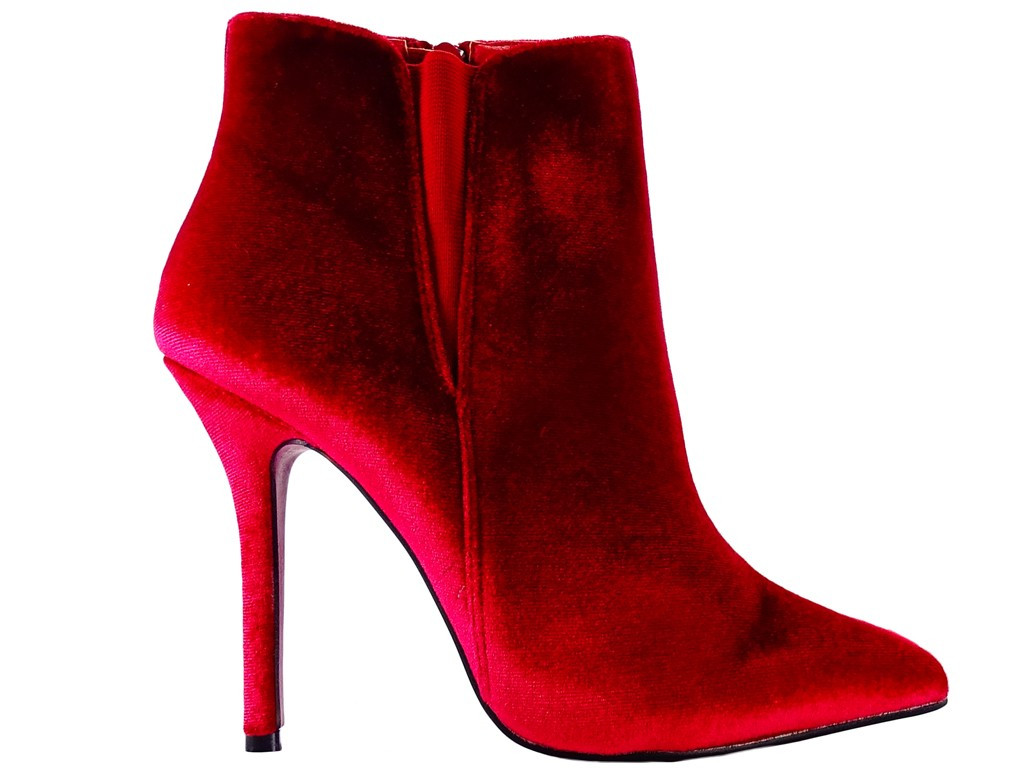 Stiletto-Stiefel aus bordeauxfarbenem Velours für Damen - 1