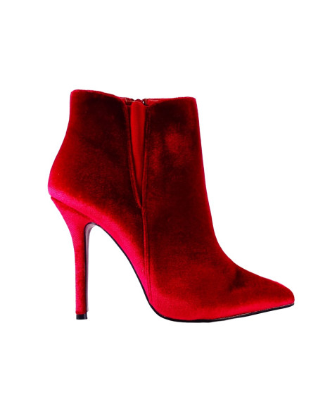 Bottes à talon aiguille en velours bordeaux pour femmes - 1