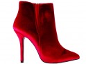 Maroon stiletto women's velour boots - 1