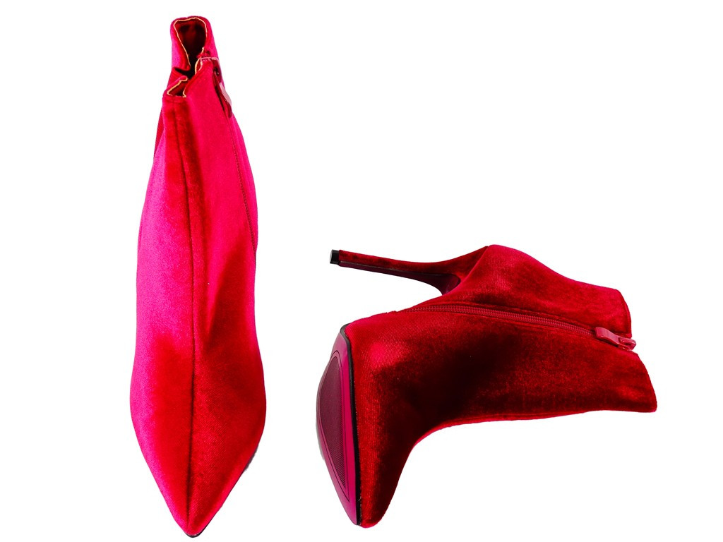 Maroon stiletto women's velour boots - 4
