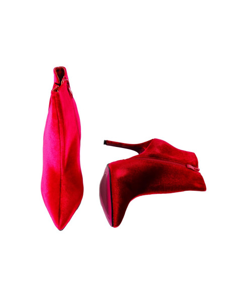 Stiletto-Stiefel aus bordeauxfarbenem Velours für Damen - 4