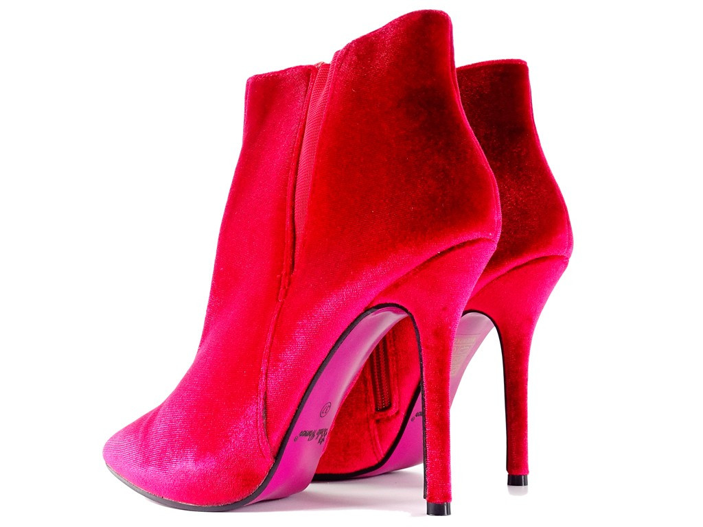 Bottes à talon aiguille en velours bordeaux pour femmes - 2