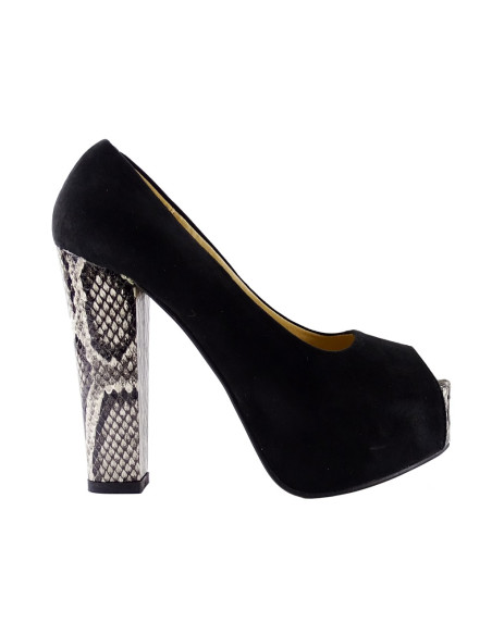 Black stilettos platform post shoes - 1