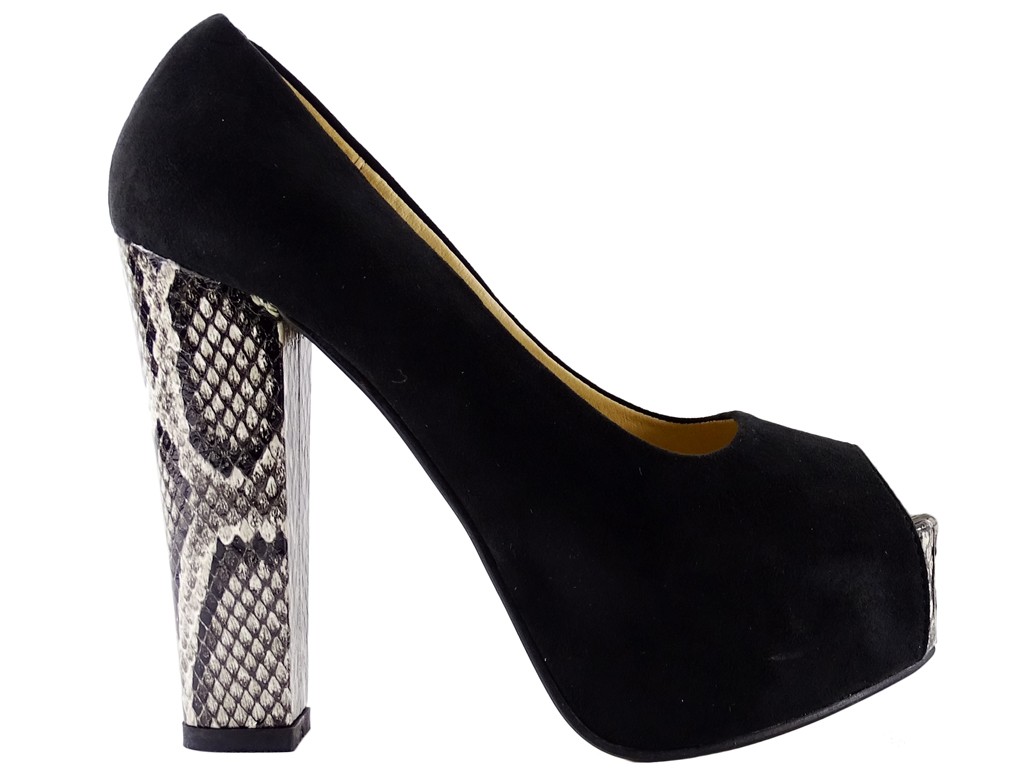 Black stilettos platform post shoes - 1
