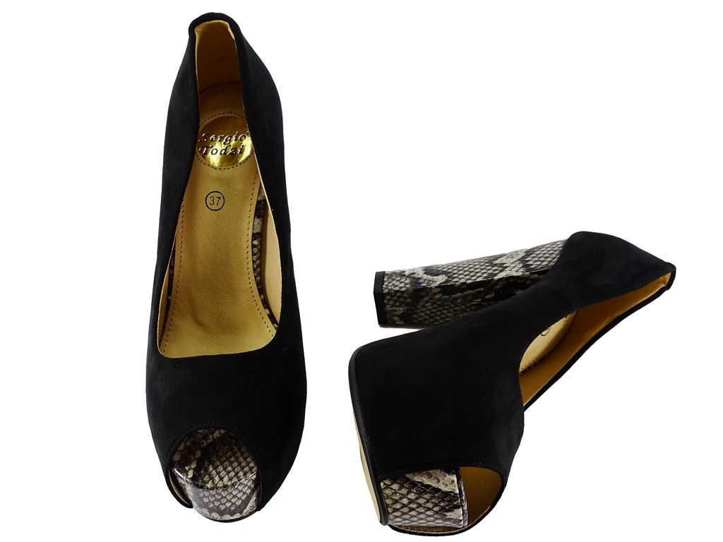 Melni stiletto platformas apavi - 4