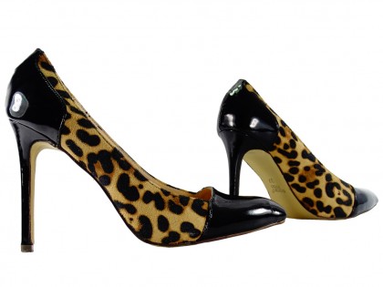 Pantofi stiletto leoparduși cu imprimeu leopard în pete - 3