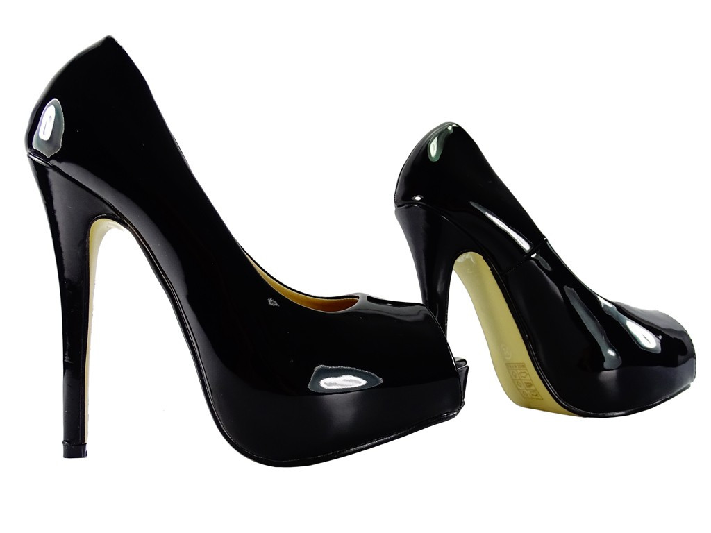 Black platform stilettos open toe - 3
