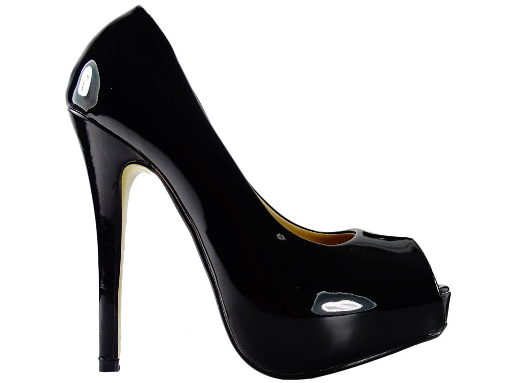 Stilettos cu platformă neagră, cu vârf deschis - 1