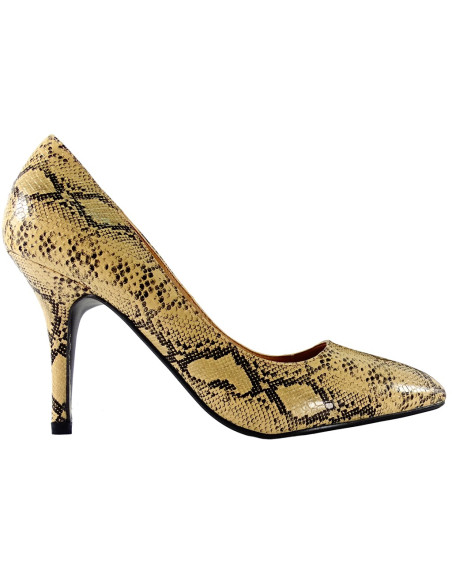 Stilettos en cuir écologique de serpent beige - 1