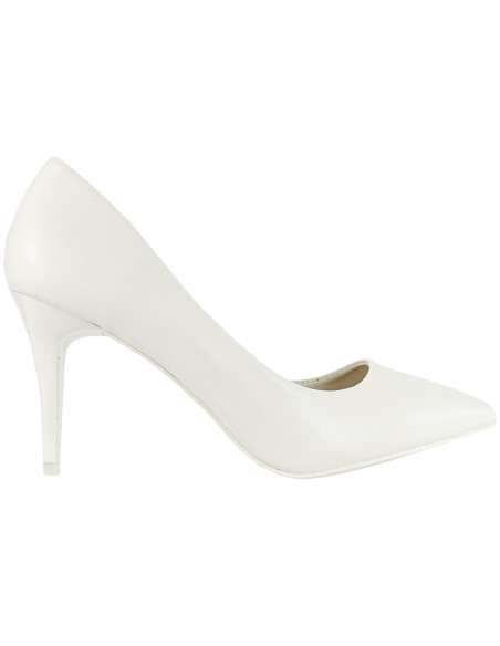 Weiße matte Eko-Leder-Hochzeitsstilettos - 1