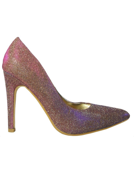 Braune schillernde bunte High Heels Schuhe - 1