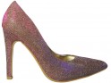 Braune schillernde bunte High Heels Schuhe - 1