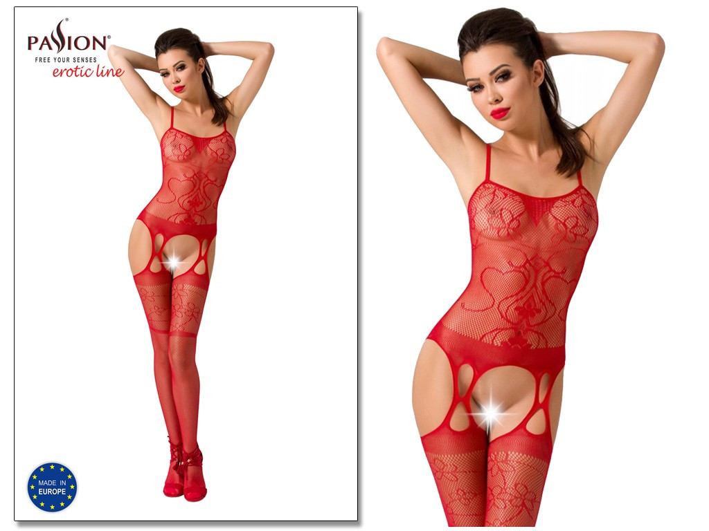 Czerwone bodystocking seksowne Passion - 2