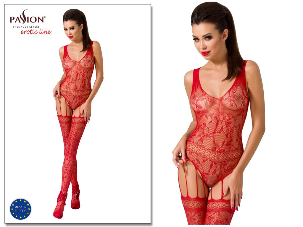 Piros bodystocking díszített Passion - 2