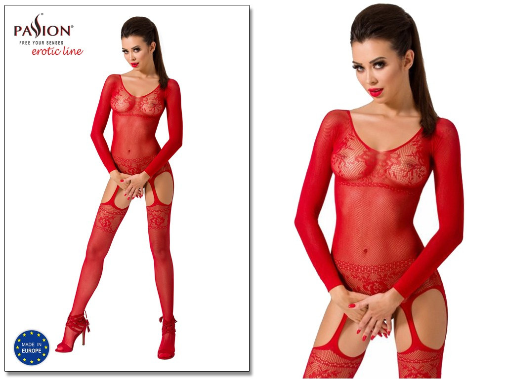 Czerwony bodystocking długi rękaw - 2