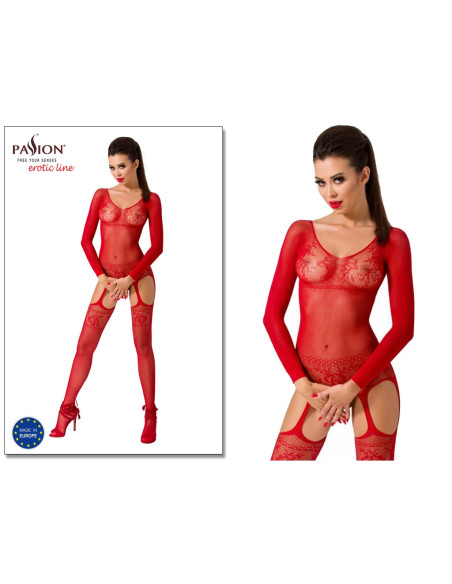 Czerwony bodystocking długi rękaw - 2