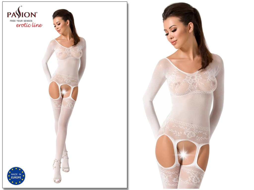 Weißer Bodystocking langarm - 2