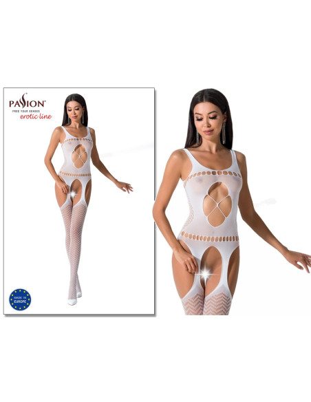 Biely bodystocking s otvorom Passion - 2