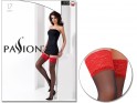 Black self-supporting stockings red lace - 3