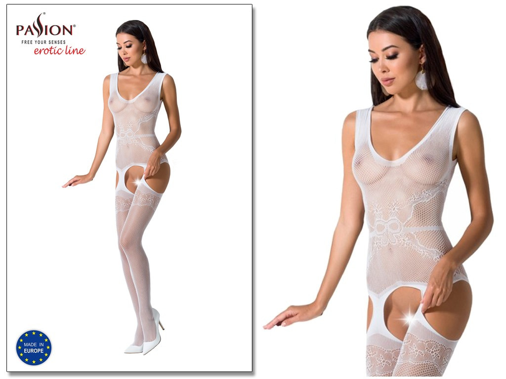 Erotické spodní prádlo bílé bodystocking - 2