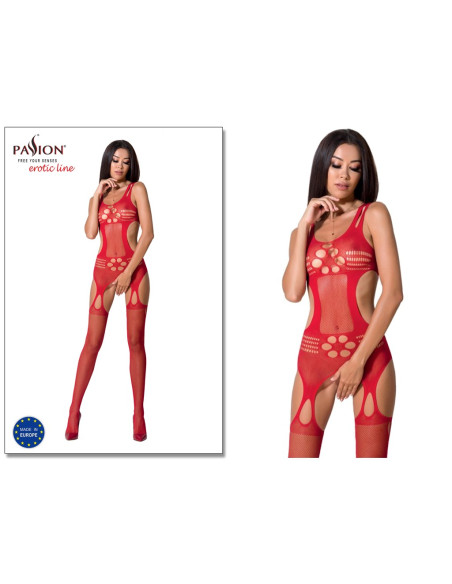 Červené bodystocking erotické spodné prádlo - 2