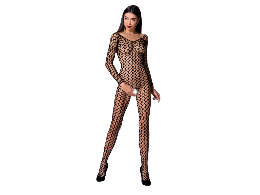 Fekete bodystocking nyitott lépésközzel - 1